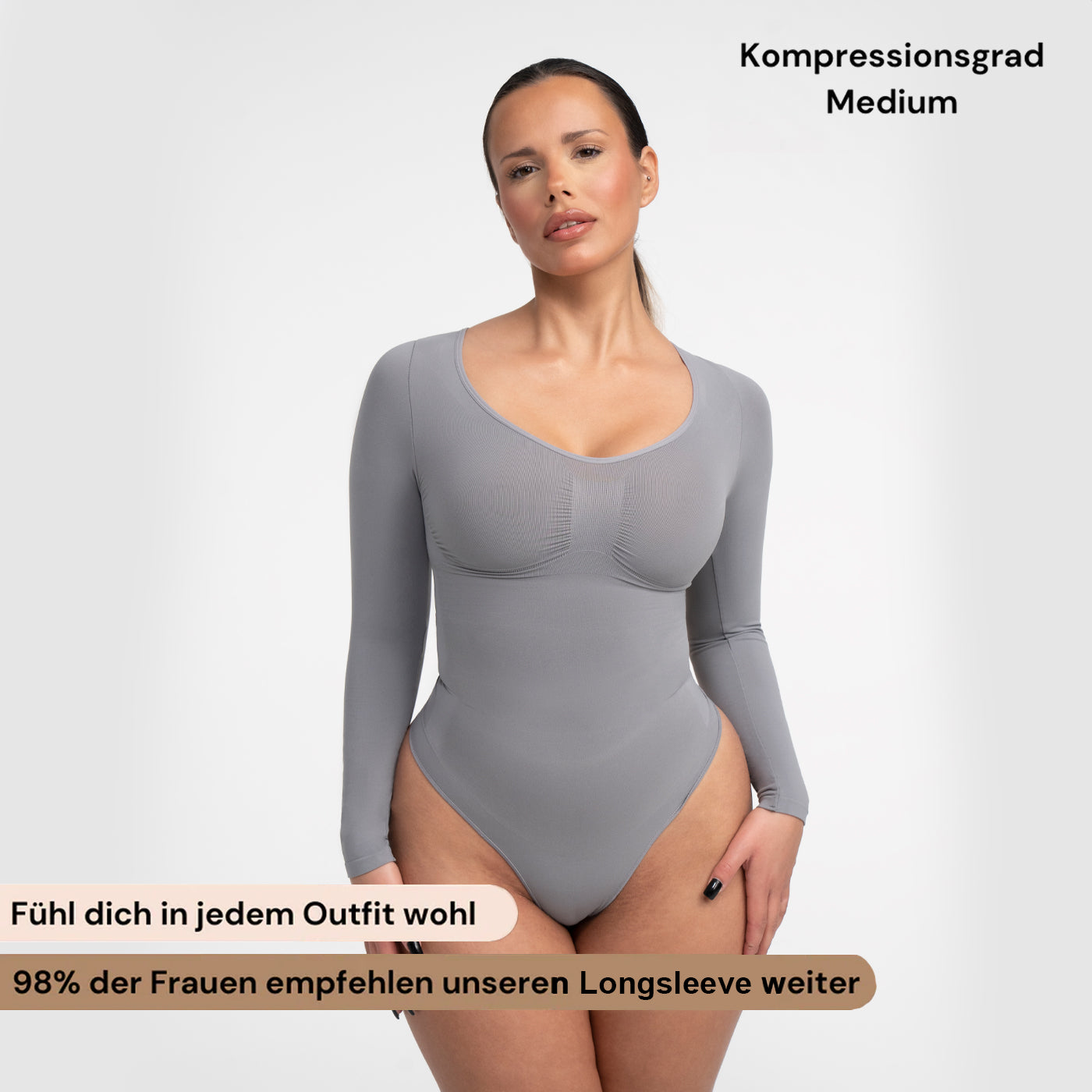 Comfort Bodysuit Sculpting Shapewear Longsleeve mit String - Secret Sales