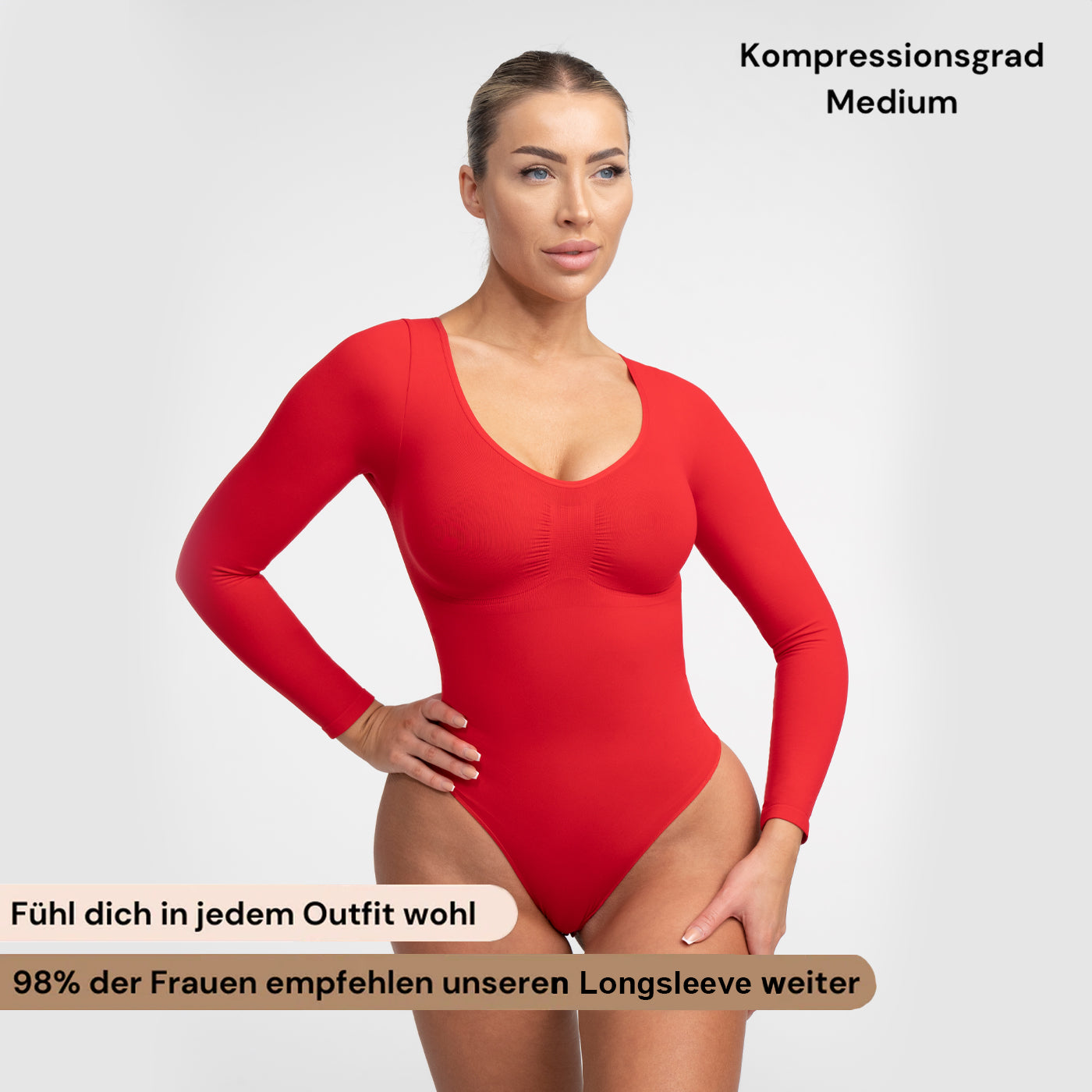 Comfort Bodysuit Sculpting Shapewear Longsleeve mit String - Secret Sales